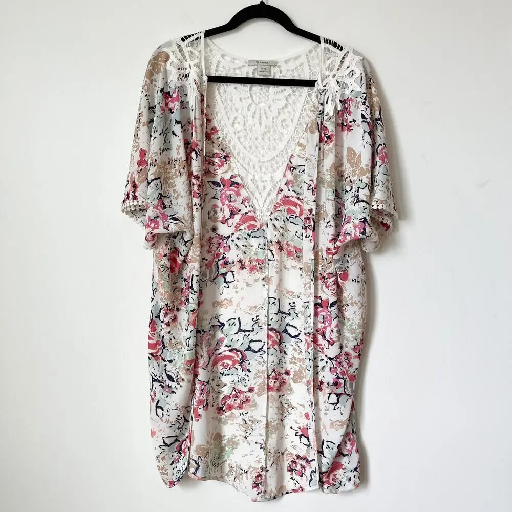 Ariat Floral Crochet Lace Longline Kimono XS / S Western Coastal Cowgirl Cottage